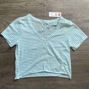 Aqua and white striped crop top size XS, condition new with tags